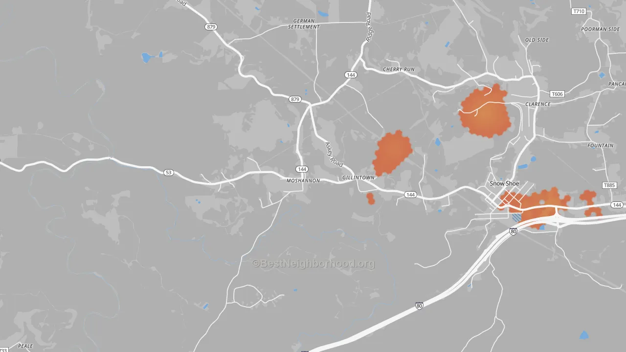Bike Grade map of Moshannon, PA