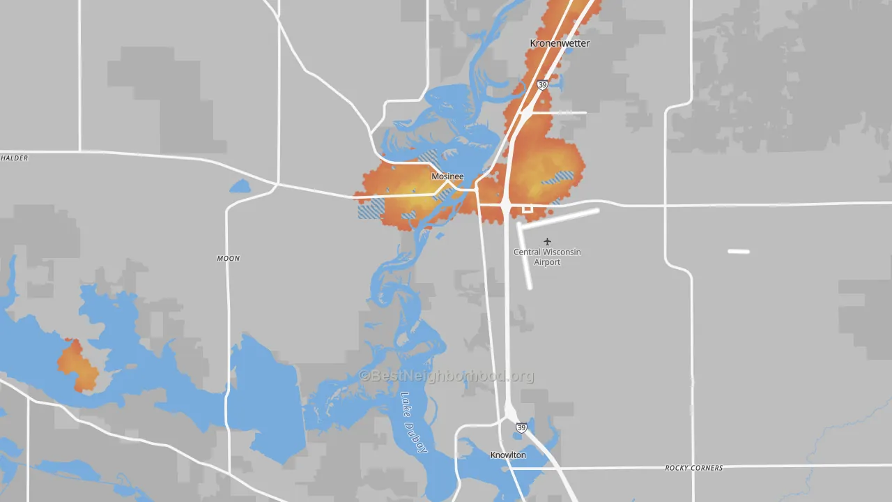 Bike Grade map of Mosinee, WI
