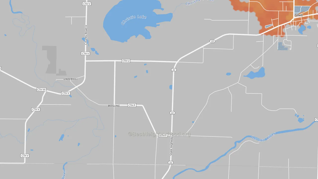 Bike Grade map of Mosling, WI