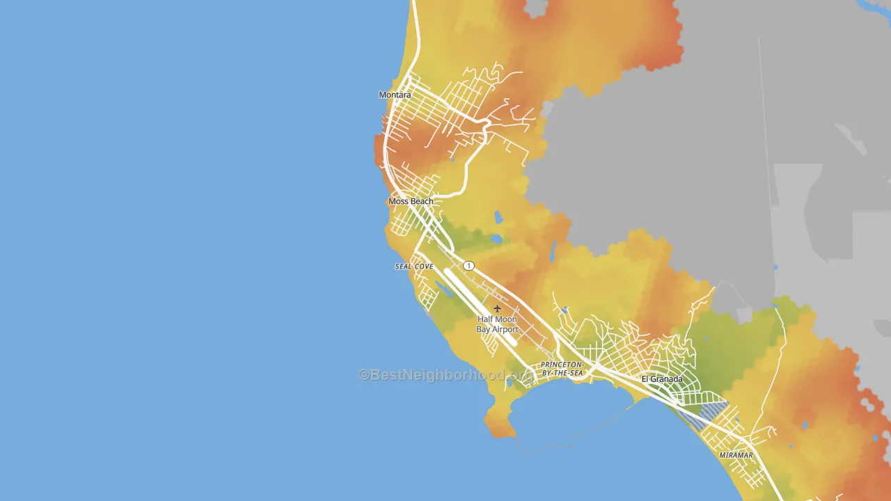 Bike Grade map of Moss Beach, CA