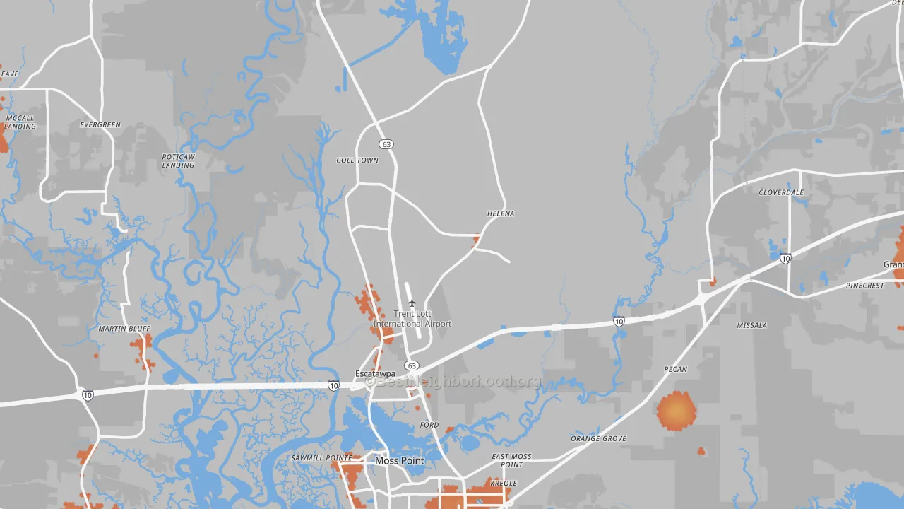 Bike Grade map of Moss Point, MS