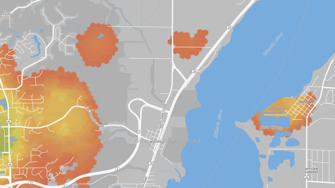 Bike Grade map of Mossville, IL