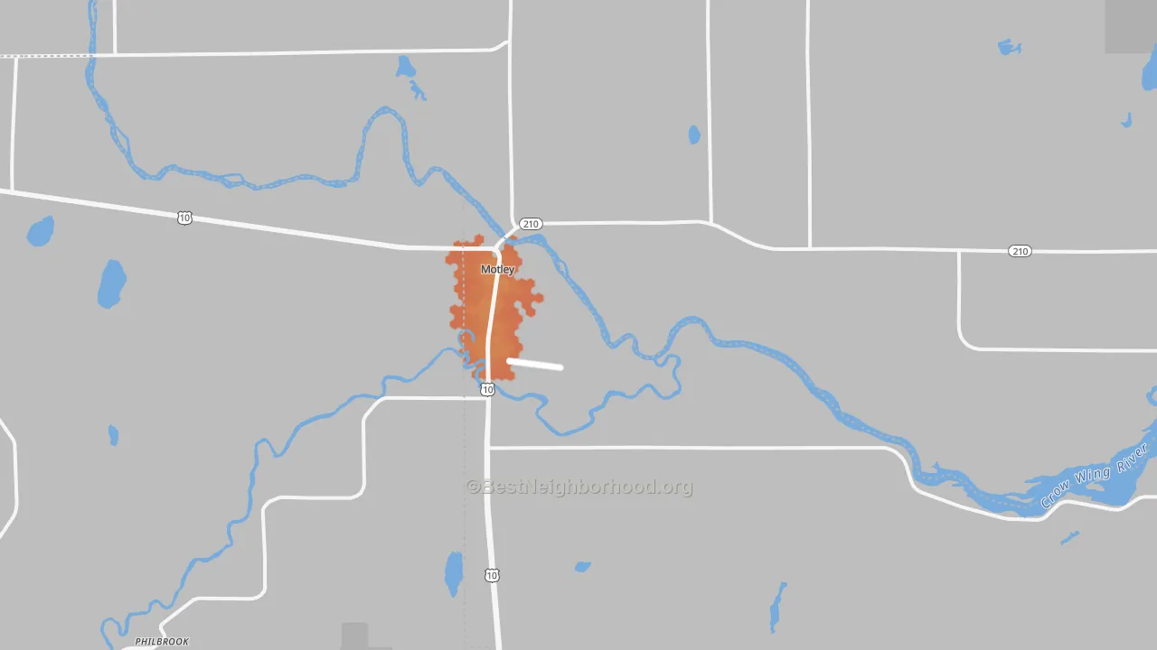 Bike Grade map of Motley, MN