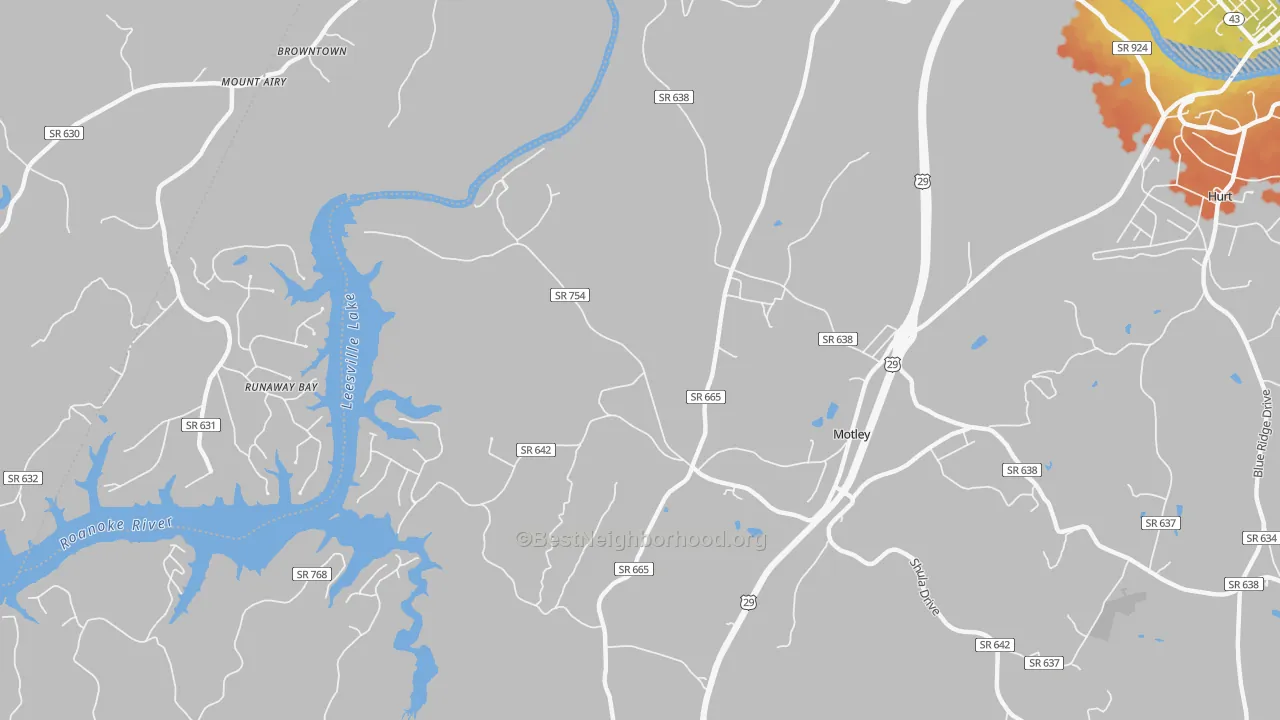 Bike Grade map of Motley, VA