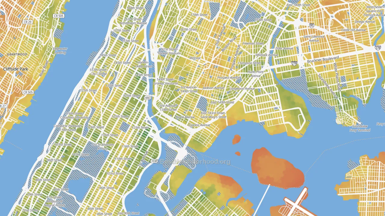 Bike Grade map of Mott Haven, Bronx, NY