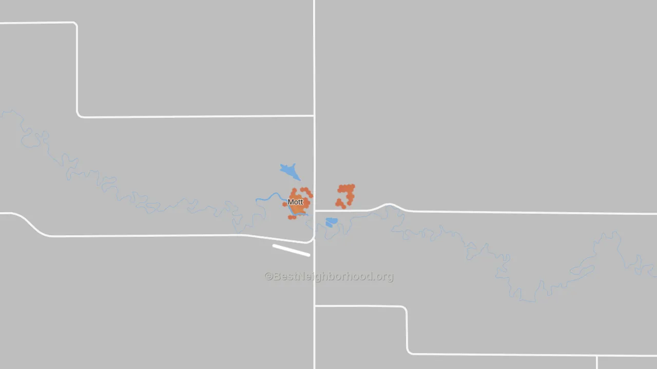 Bike Grade map of Mott, ND