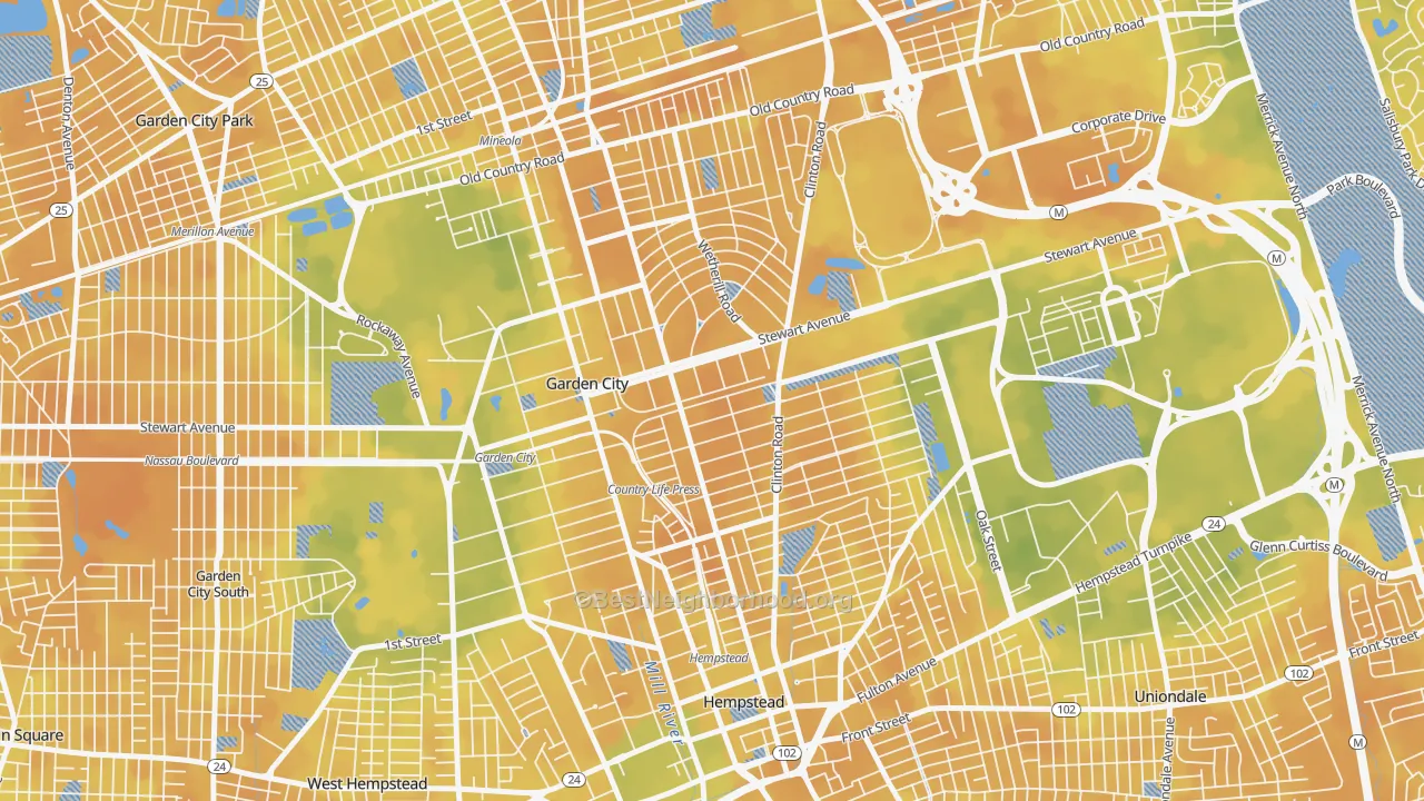 Bike Grade map of Mott Section, Garden City, NY