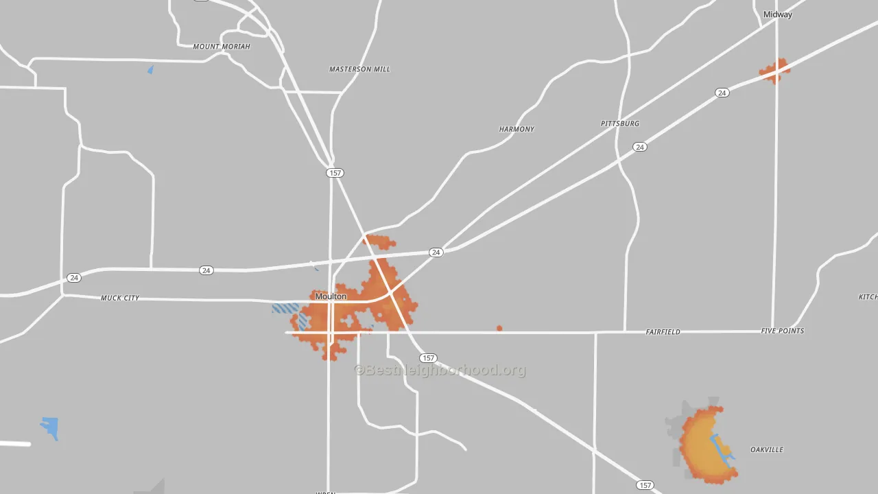 Bike Grade map of Moulton, AL