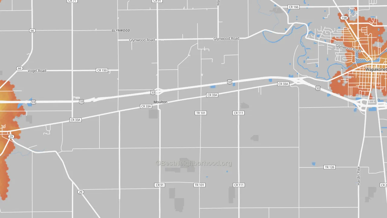 Bike Grade map of Moulton, OH