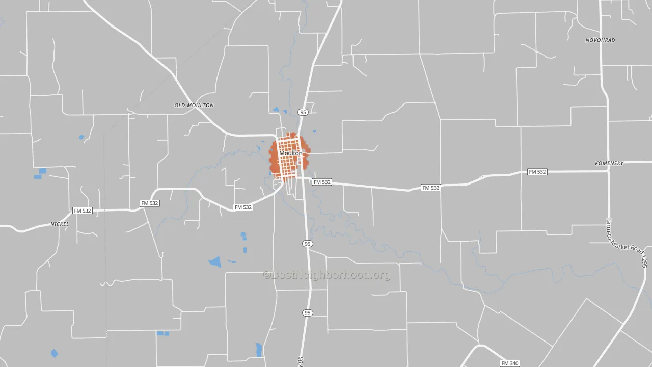 Bike Grade map of Moulton, TX