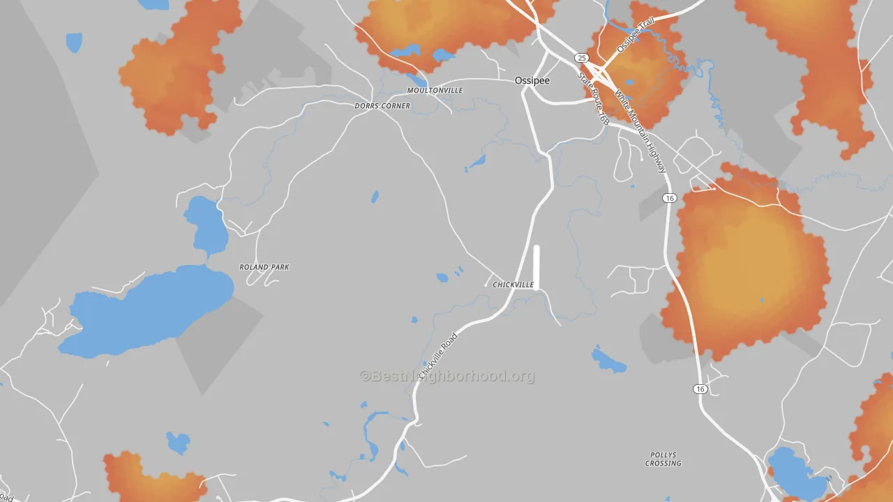 Bike Grade map of Moultonville, NH