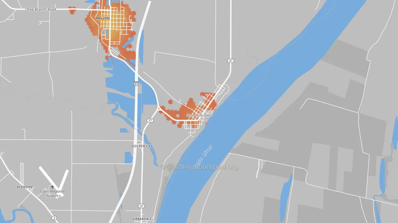 Bike Grade map of Mound City, IL