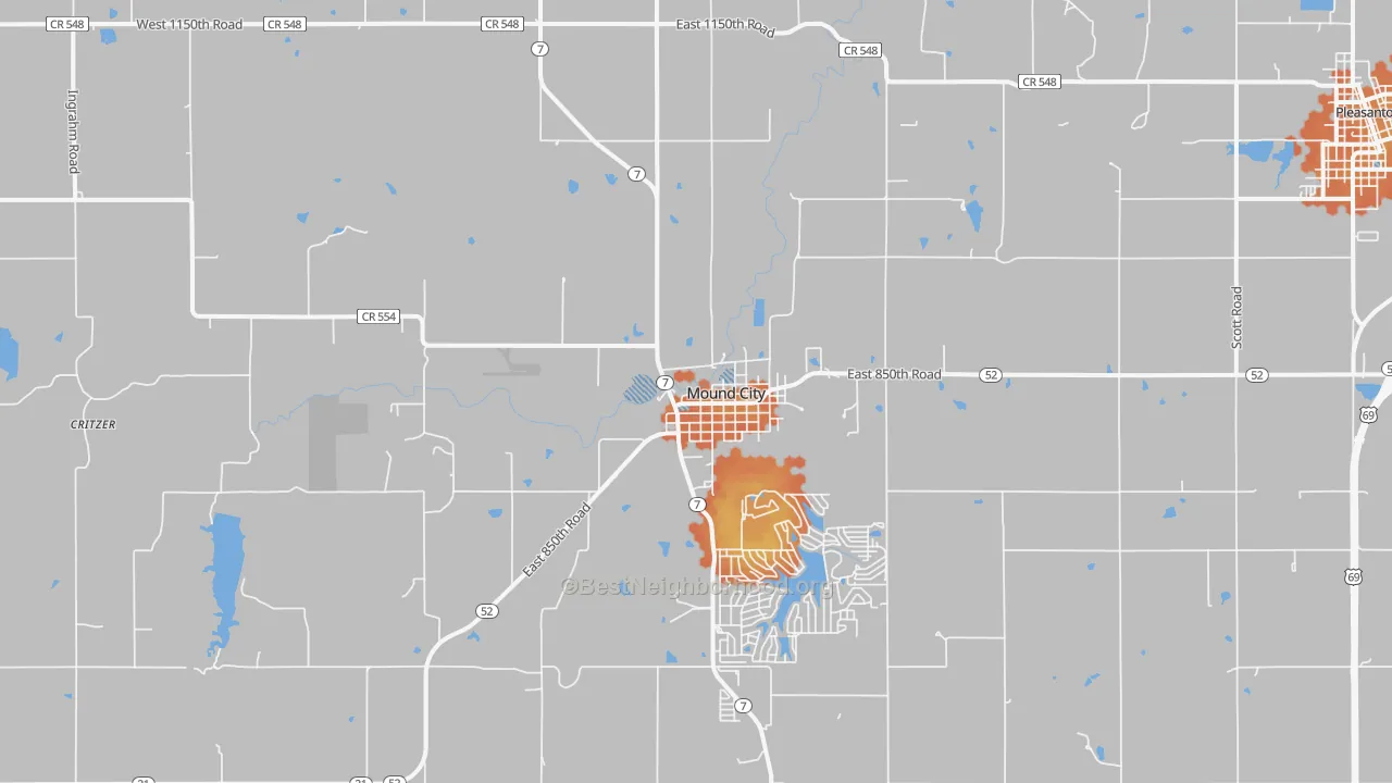 Bike Grade map of Mound City, KS