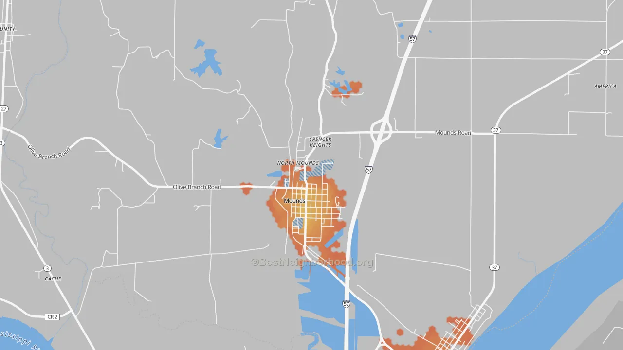 Bike Grade map of Mounds, IL