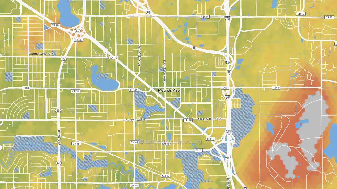 Bike Grade map of Mounds View, MN