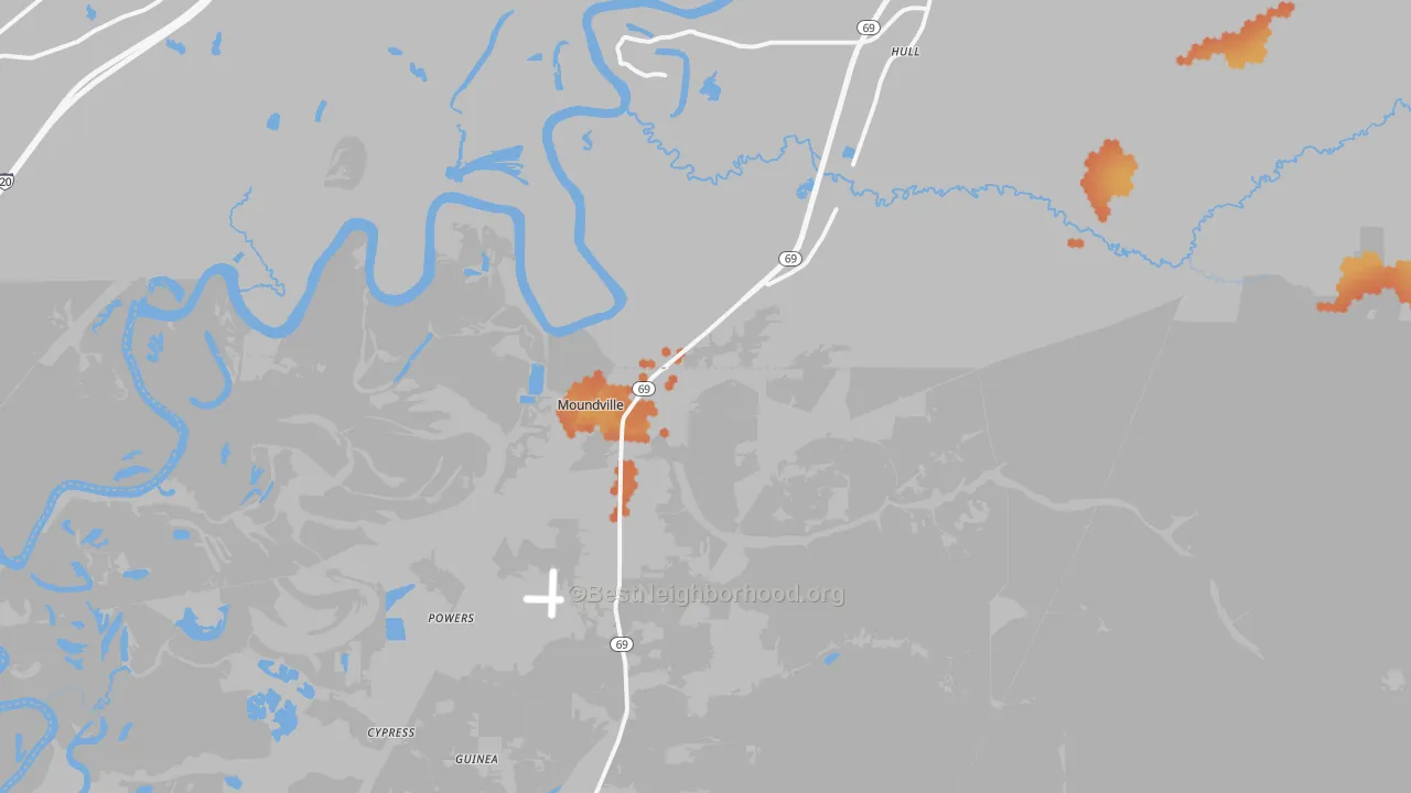 Bike Grade map of Moundville, AL