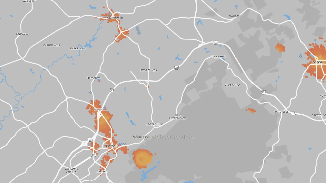 Bike Grade map of Mount Airy, GA