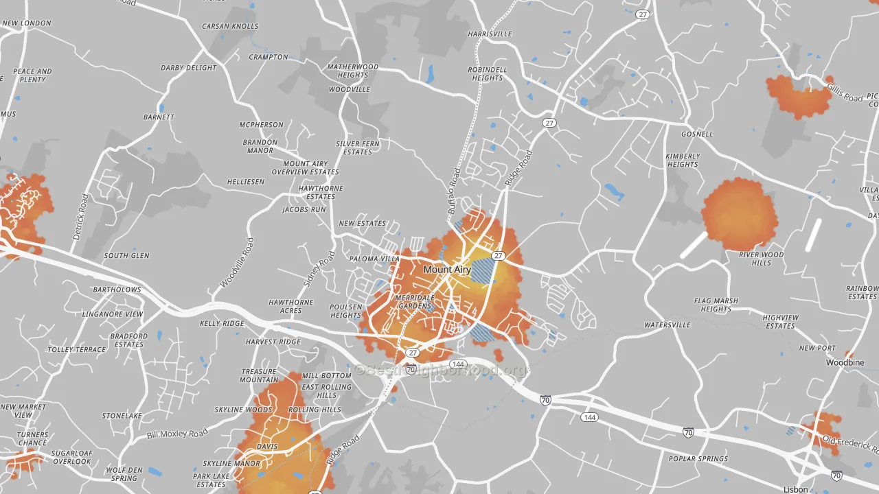 Bike Grade map of Mount Airy, MD