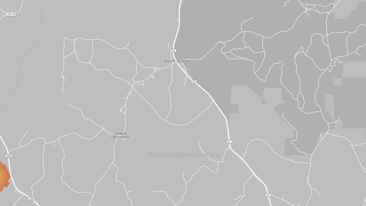 Bike Grade map of Mount Andrew, AL