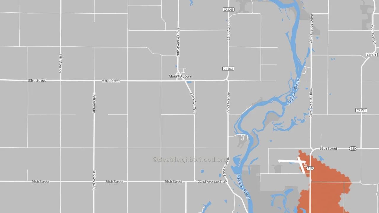 Bike Grade map of Mount Auburn, IA