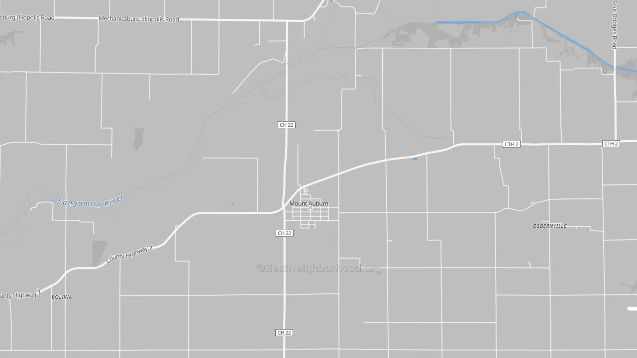 Bike Grade map of Mount Auburn, IL