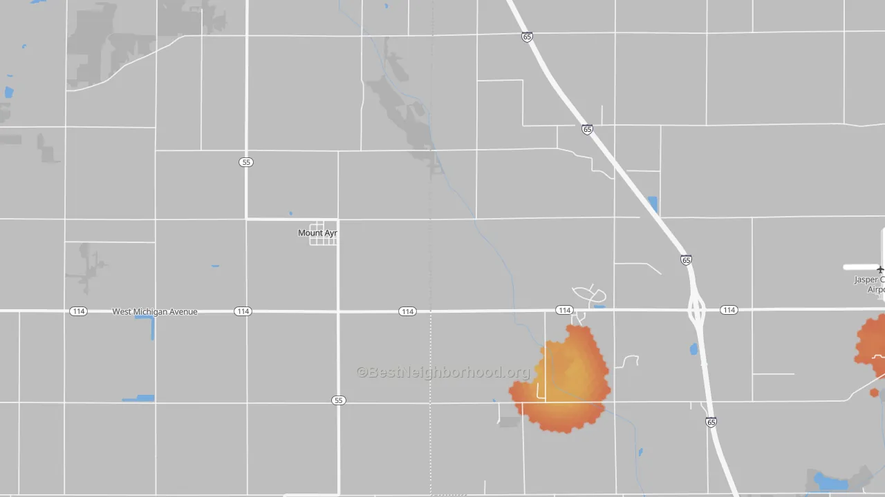 Bike Grade map of Mount Ayr, IN