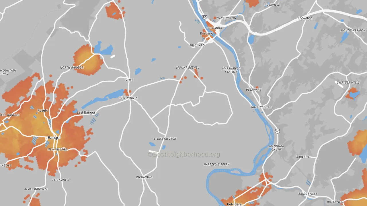 Bike Grade map of Mount Bethel, PA