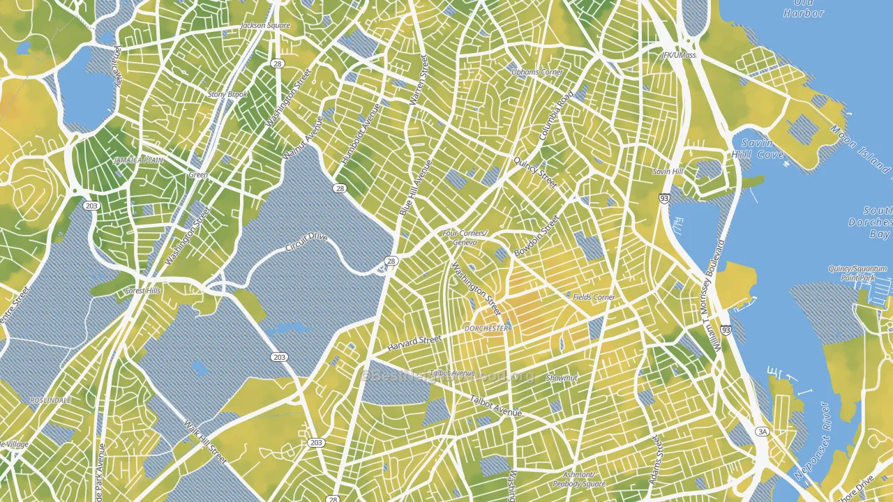 Bike Grade map of Mount Bowdoin, Boston, MA