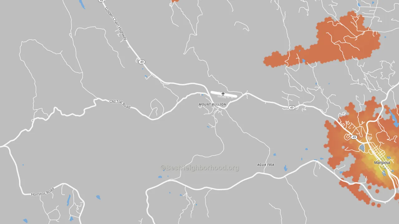 Bike Grade map of Mount Bullion, CA