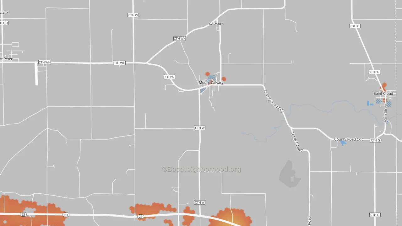 Bike Grade map of Mount Calvary, WI