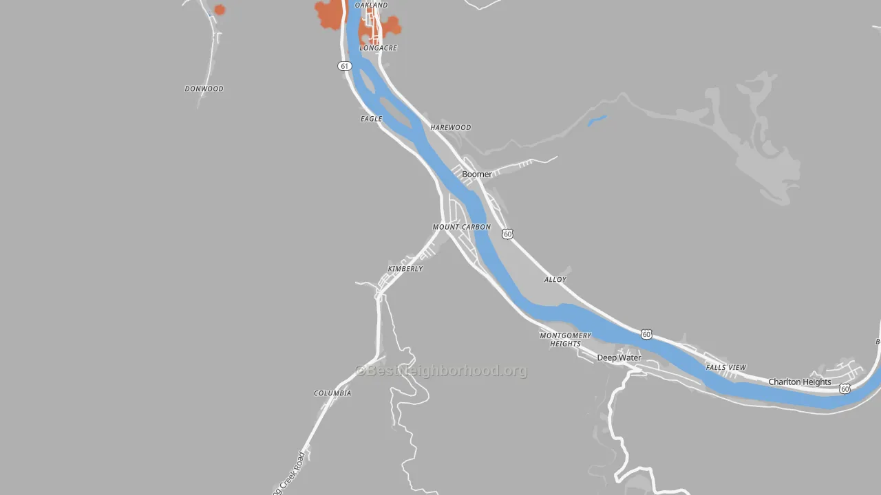 Bike Grade map of Mount Carbon, WV