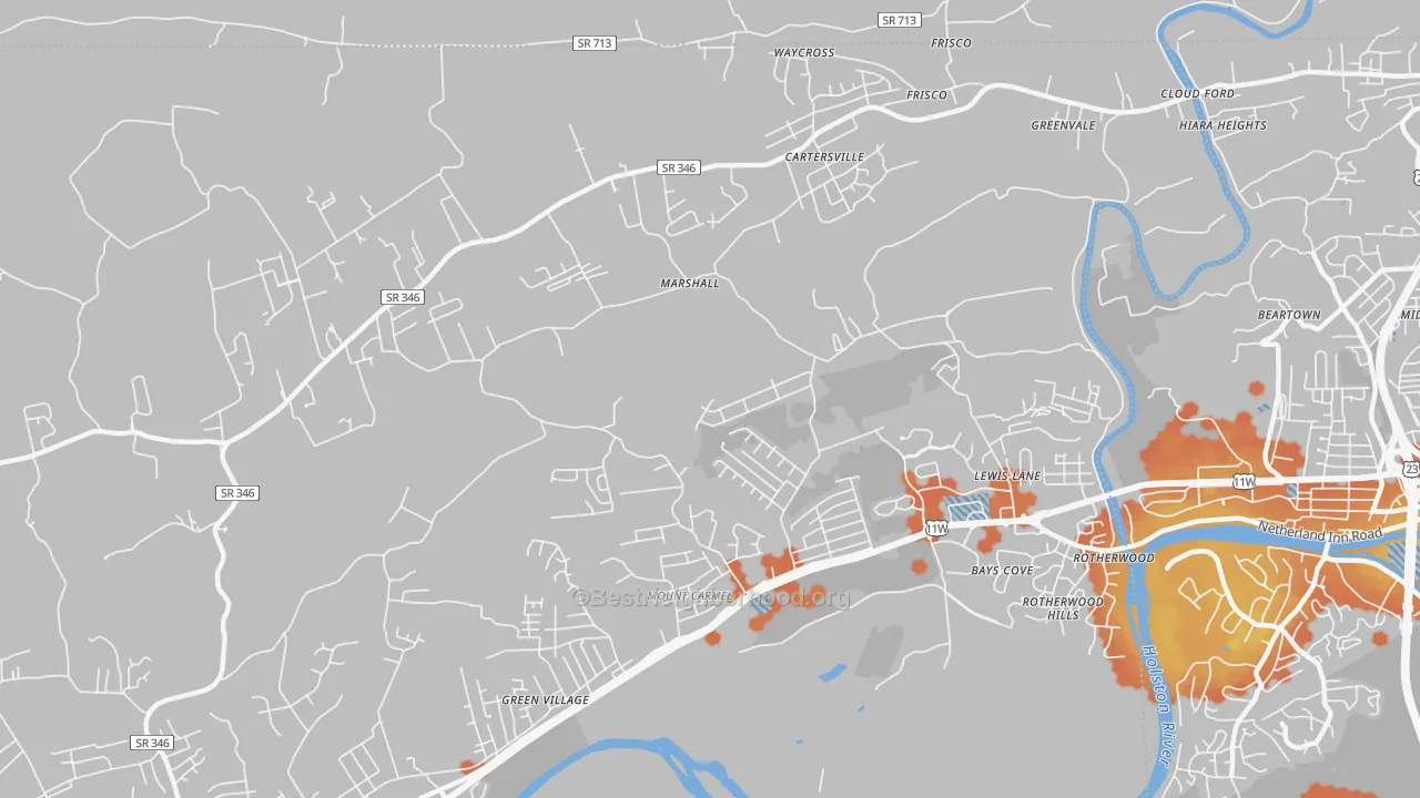 Bike Grade map of Mount Carmel, TN