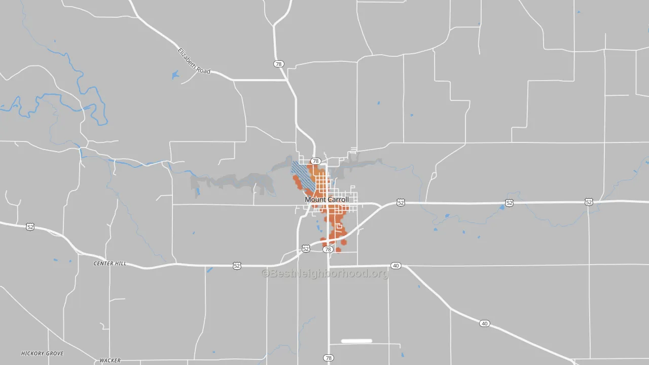 Bike Grade map of Mount Carroll, IL
