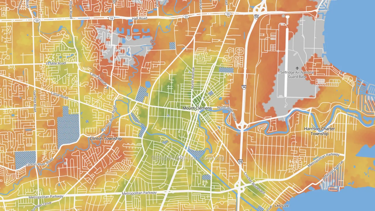 Bike Grade map of Mount Clemens, MI