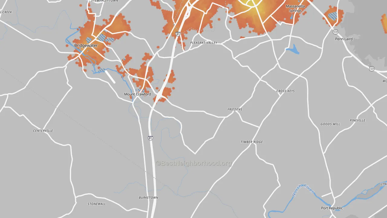 Bike Grade map of Mount Crawford, VA