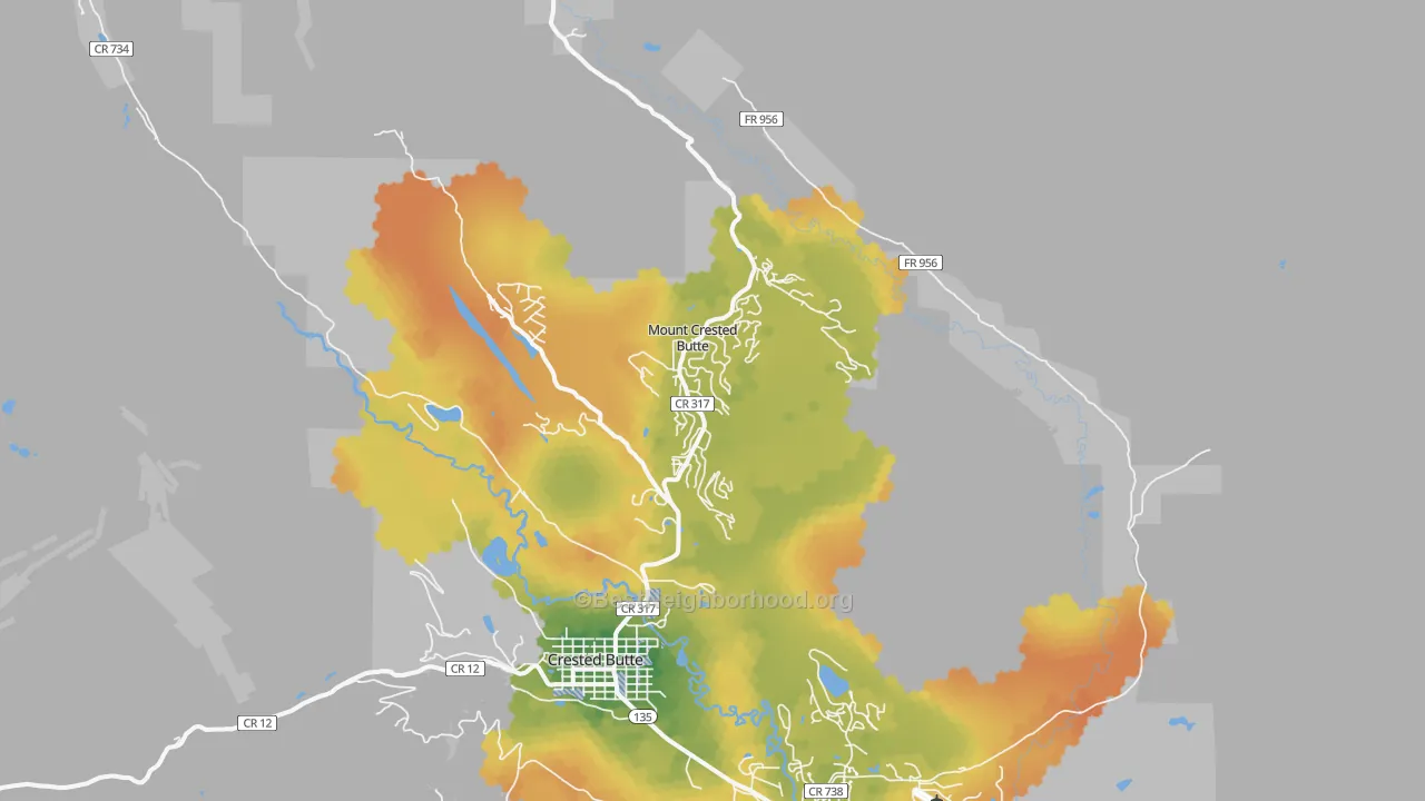 Bike Grade map of Mount Crested Butte, CO