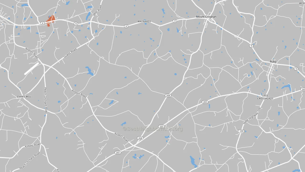 Bike Grade map of Mount Croghan, SC