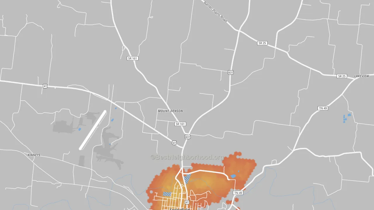 Bike Grade map of Mount Denson, TN