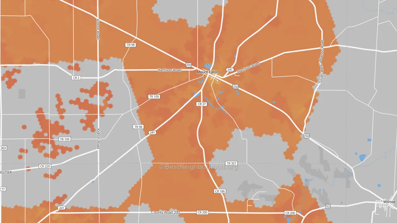 Bike Grade map of Mount Eaton, OH