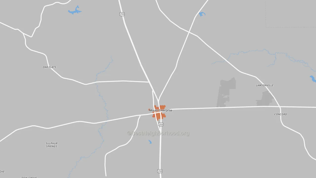Bike Grade map of Mount Enterprise, TX
