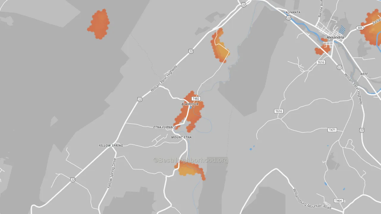 Bike Grade map of Mount Etna, PA