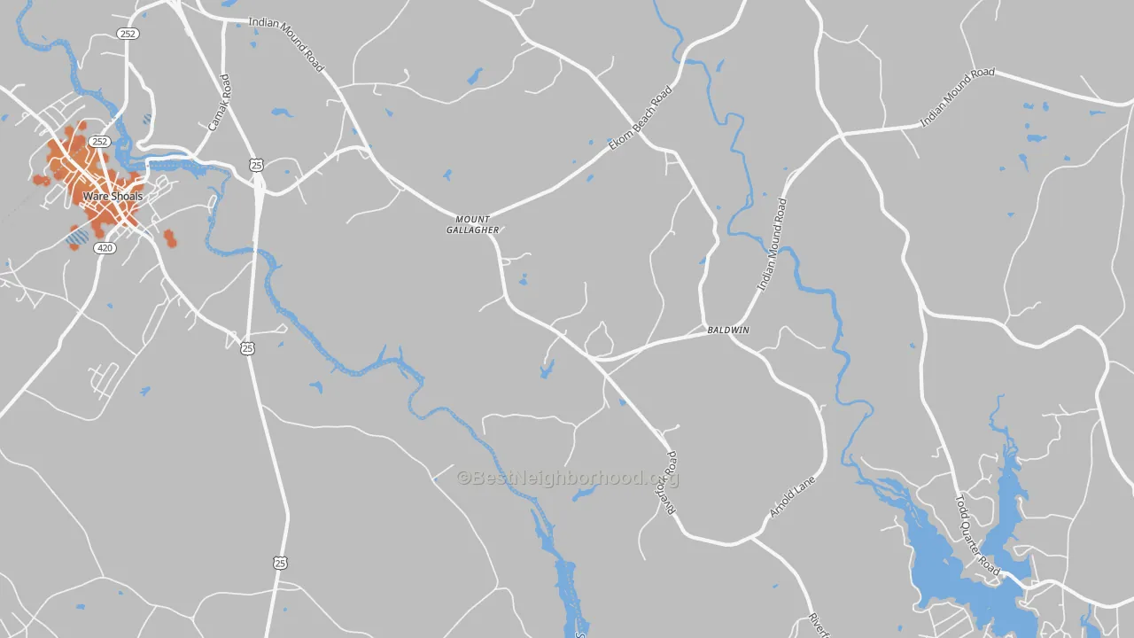 Bike Grade map of Mount Gallagher, SC