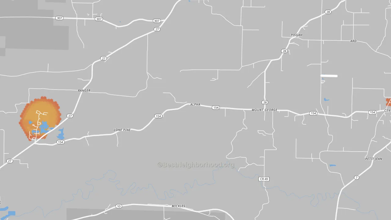 Bike Grade map of Mount George, AR