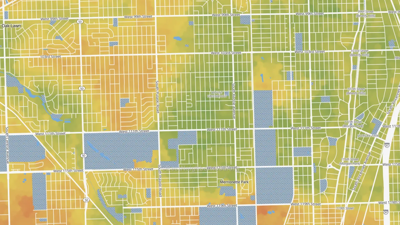 Bike Grade map of Mount Greenwood, Chicago, IL