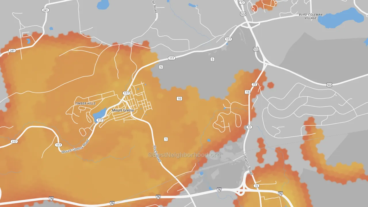 Bike Grade map of Mount Gretna Heights, PA