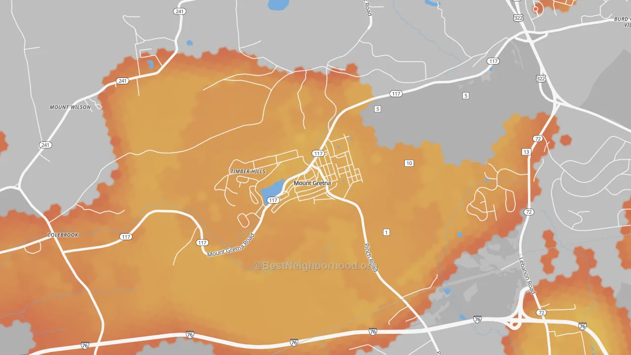 Bike Grade map of Mount Gretna, PA