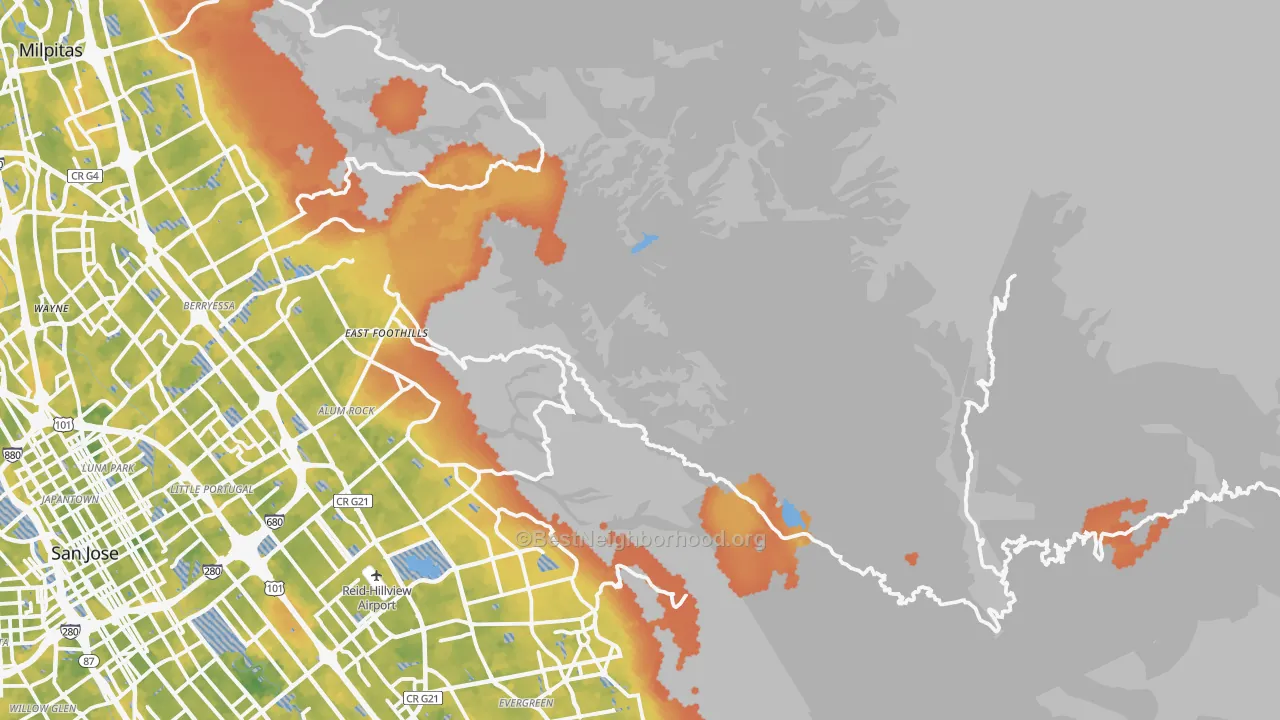 Bike Grade map of Mount Hamilton, CA