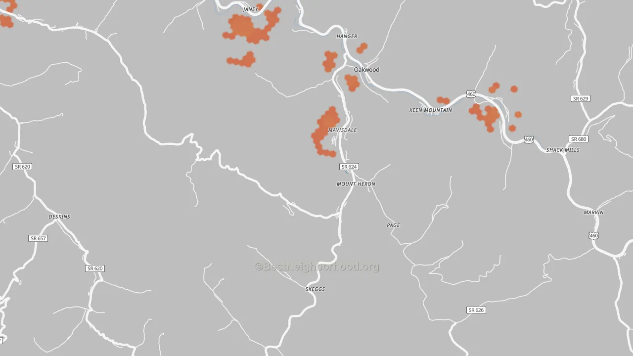 Bike Grade map of Mount Heron, VA
