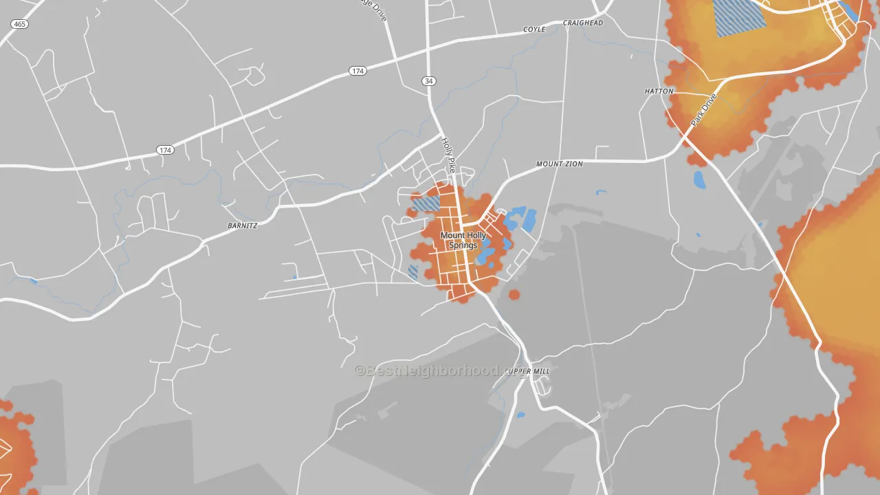 Bike Grade map of Mount Holly Springs, PA