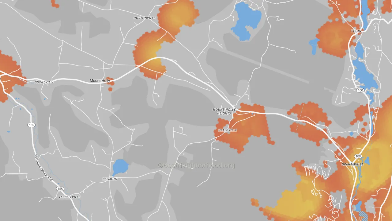 Bike Grade map of Mount Holly, VT